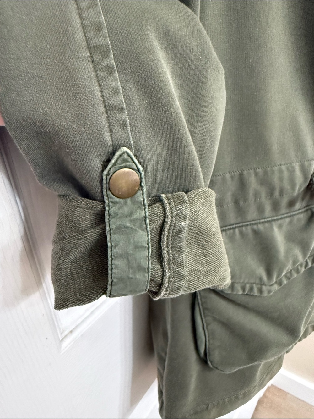 Saturday Sunday Anthropologie Olive Green Utility Jacket Cargo Drawstring Medium - Picture 9 of 15